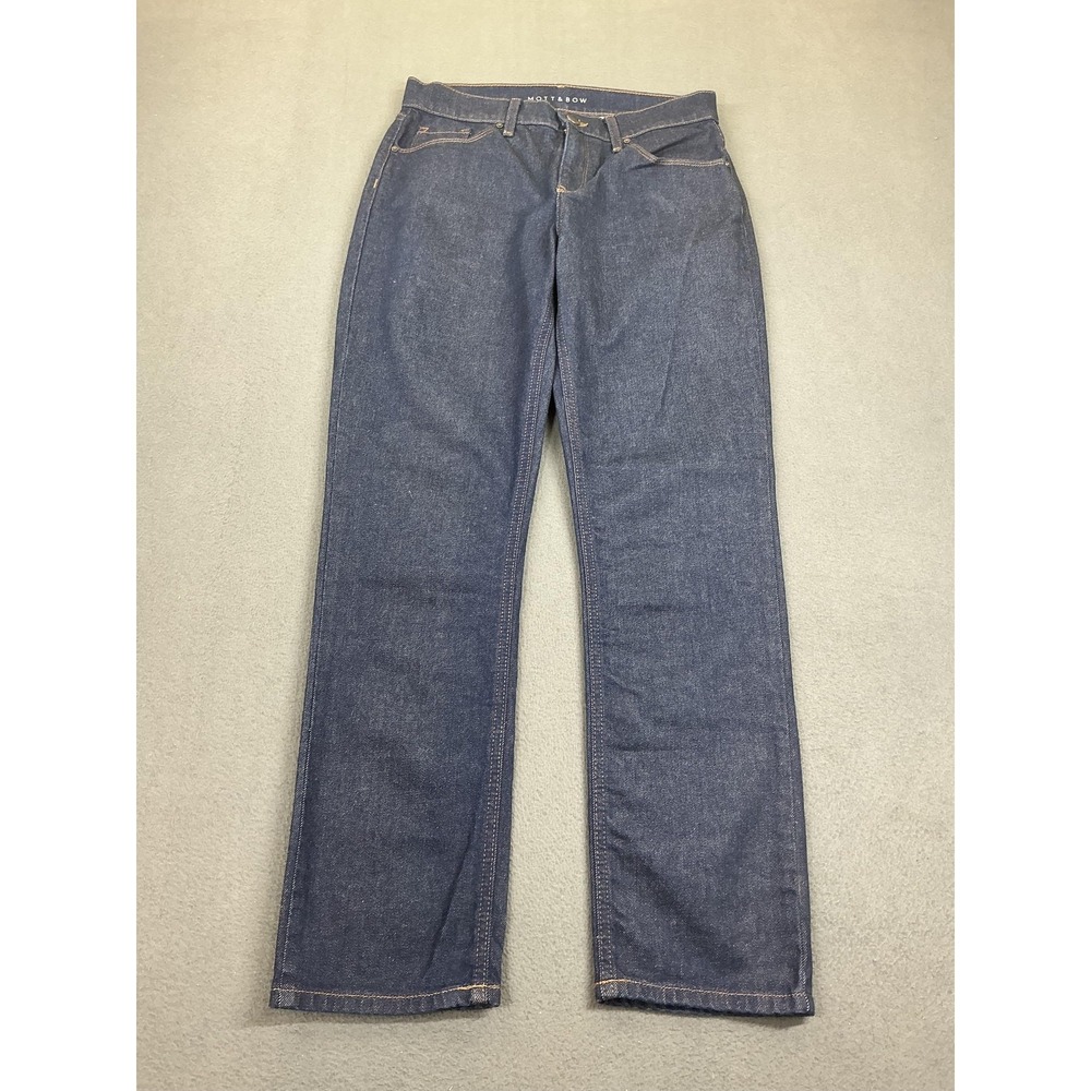 Mott & Bow Boyfriend Jeans Womens 28x30 Blue Dark Wash Relaxed Stretch Denim